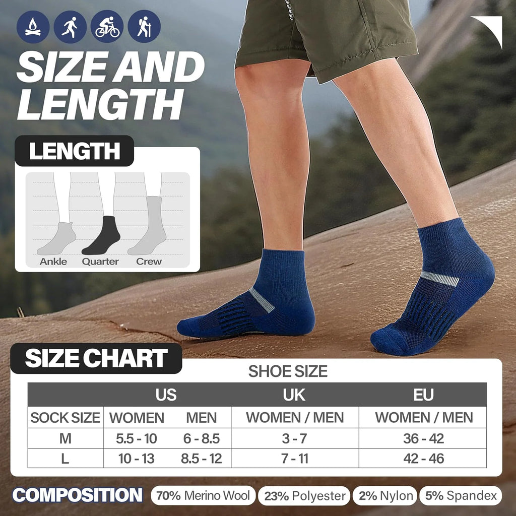 Anlisim Merino Wool Ankle Running Hiking Socks for Women and Men