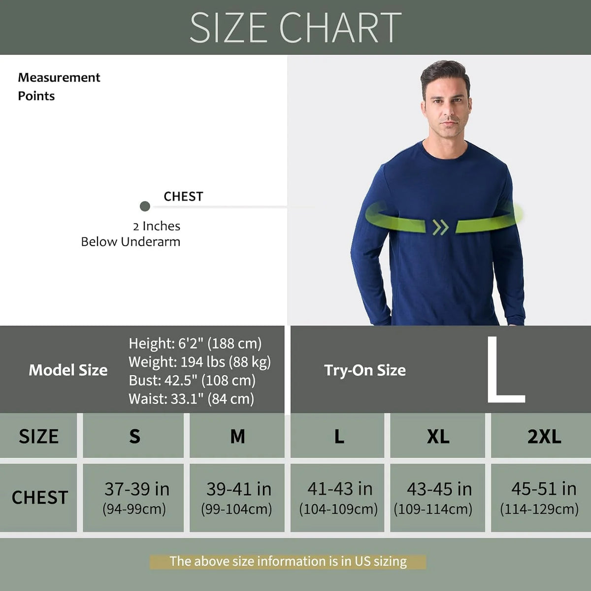 100% Merino Wool Base Layer for Men Long Sleeve Crew Neck Thermal Shirt