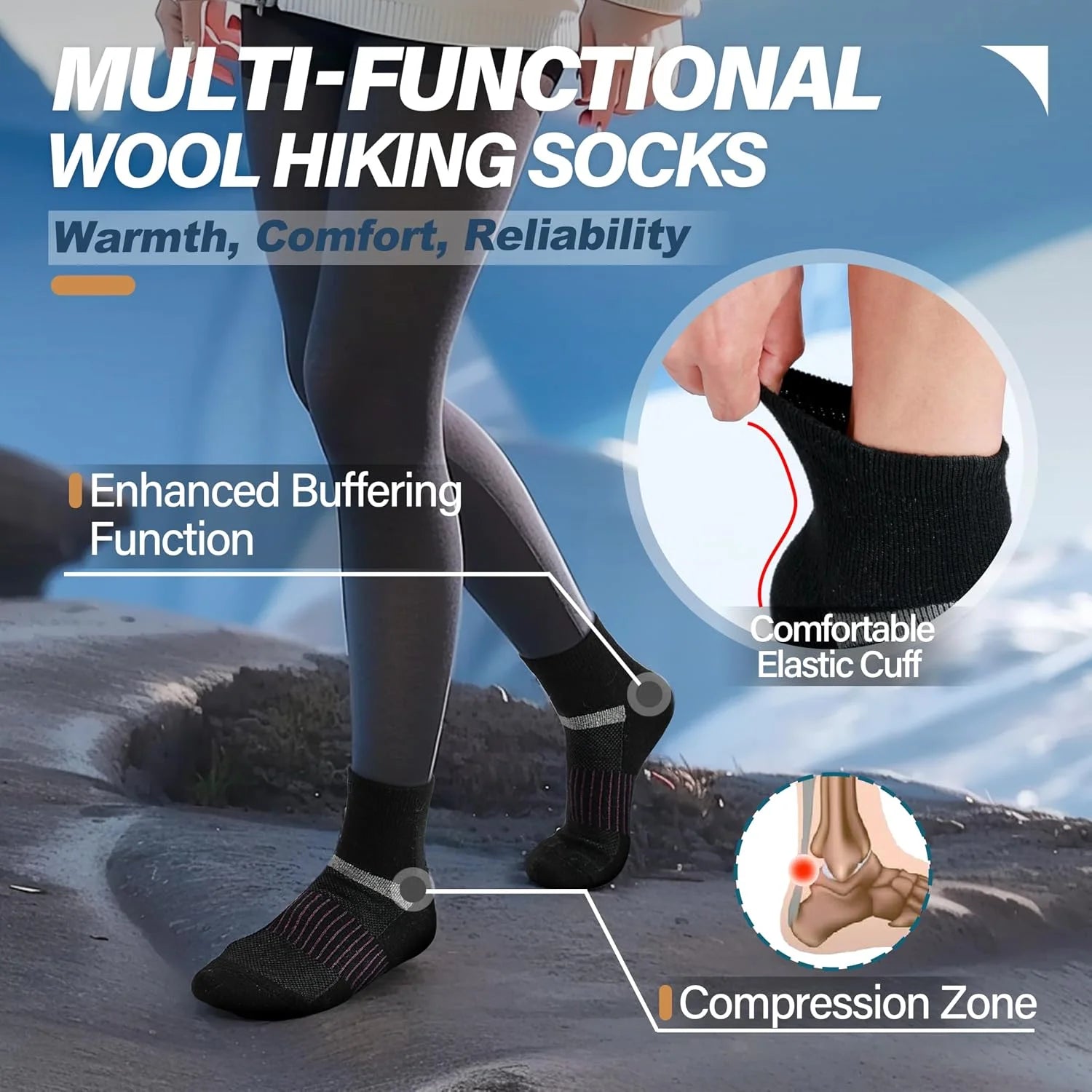 Anlisim Merino Wool Ankle Running Hiking Socks for Women and Men