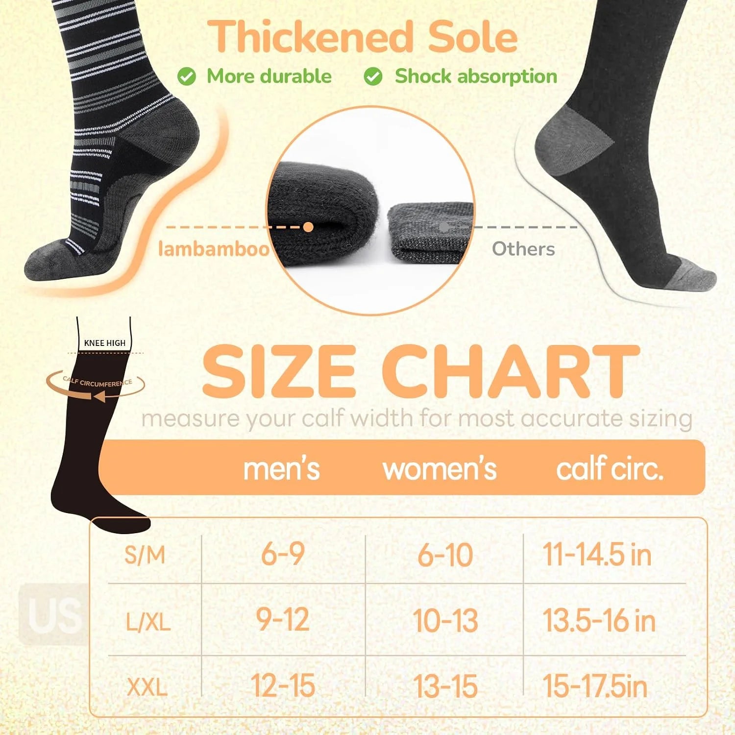 Merino Wool Compression Socks for Women Men 15-20 mmHg for flying