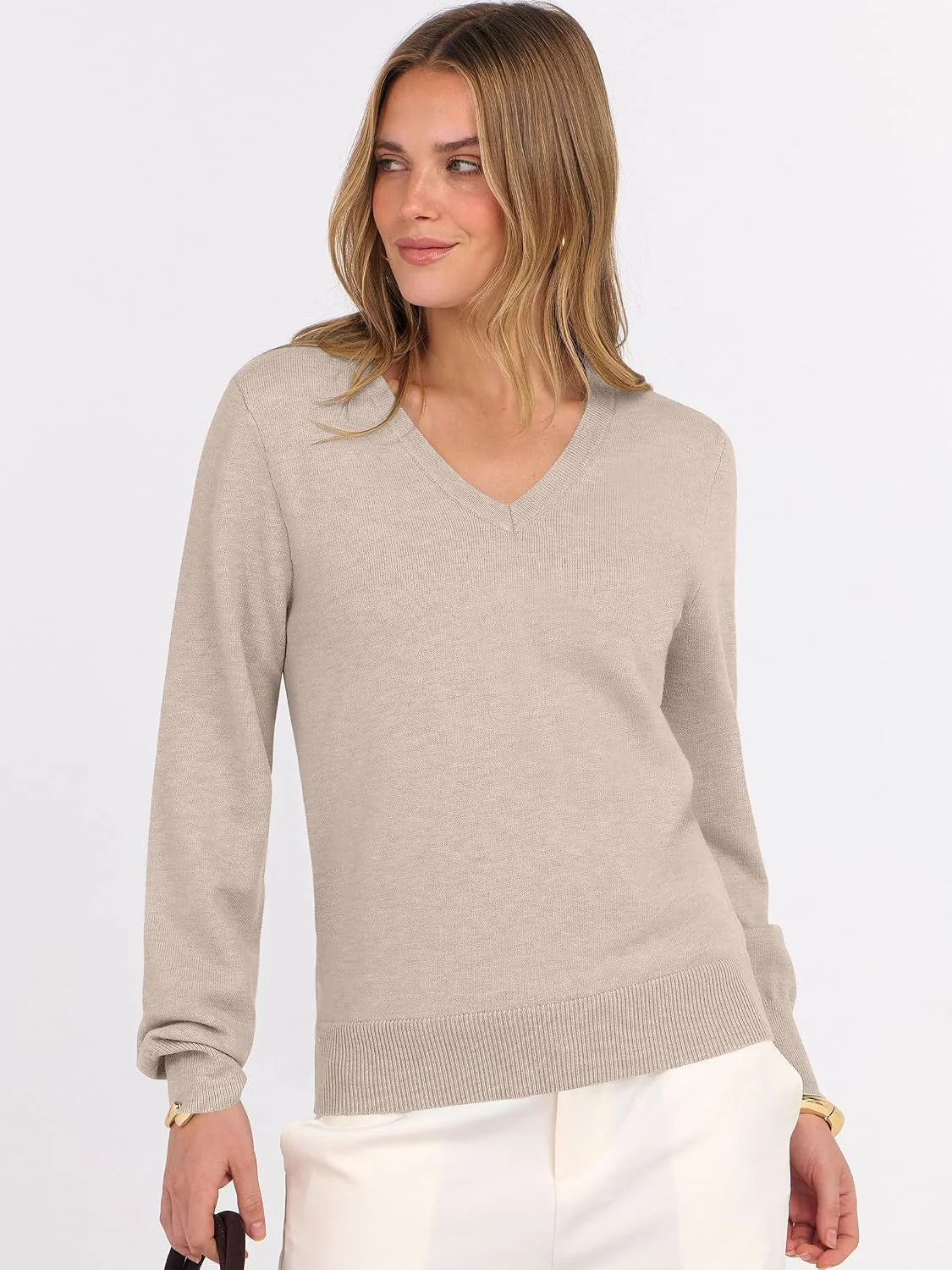 ANRABESS Women’s Fall Long Sleeve V Neck Light Sweaters