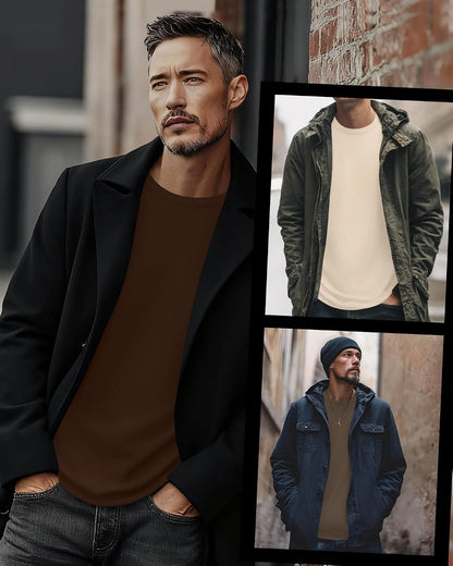 3 Pack Mens Long Sleeve Thermal Shirts Crew Neck Tops