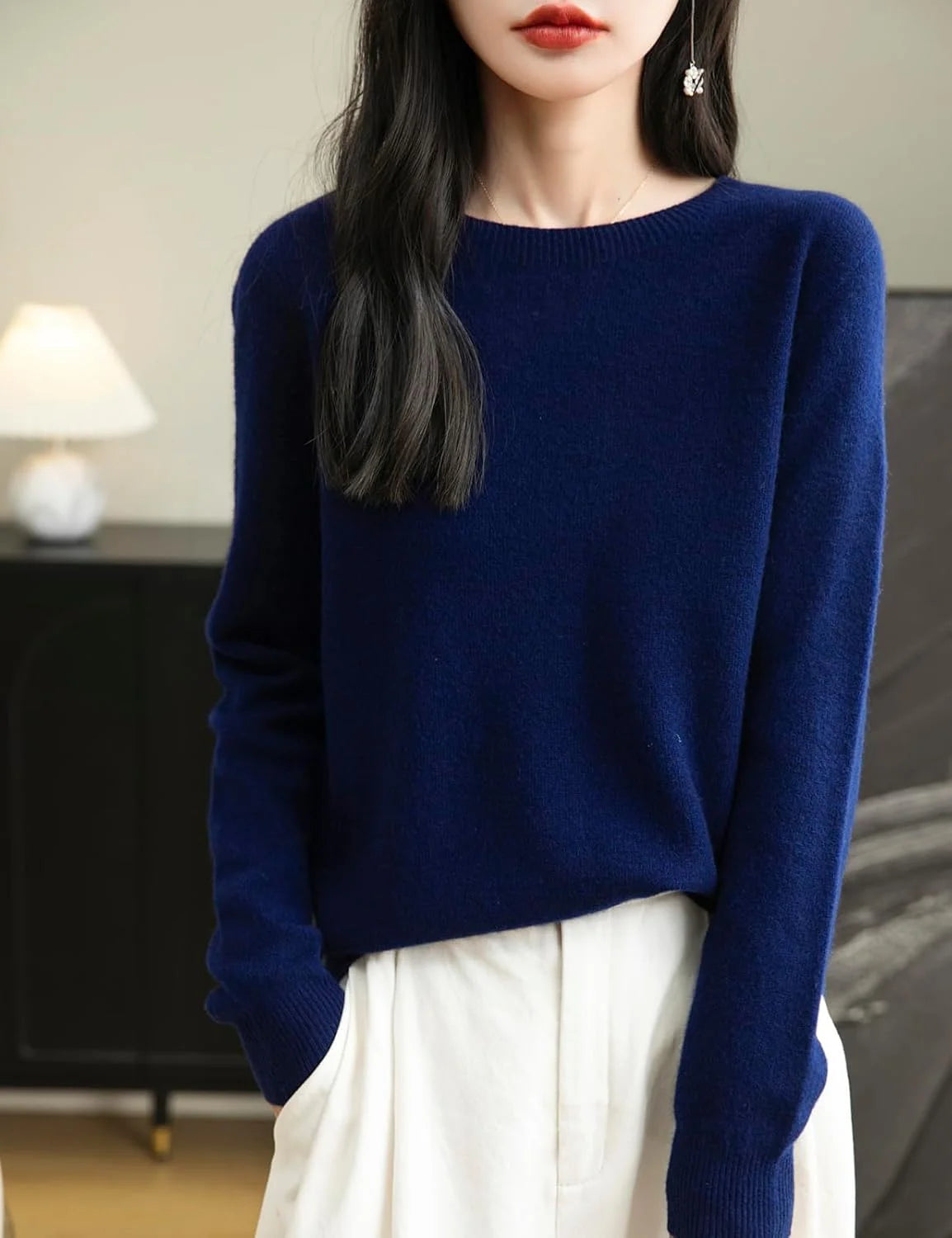 Chanyarn Women's 100% Merino Wool 2025 Fall Winter First-Line Ready to Wear Long Sleeve Seamless Knit Crewneck Sweater
