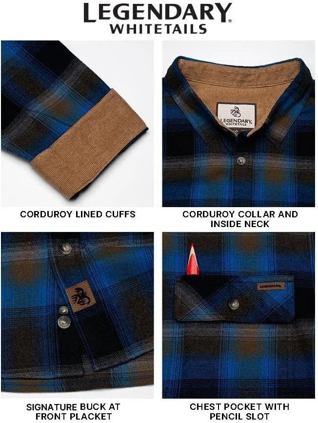 Legendary Whitetails Mens Flannel Long Sleeve Button Down 100% Cotton Shirt