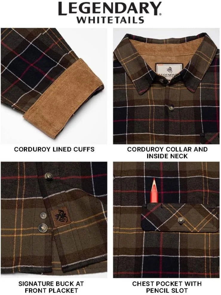Legendary Whitetails Mens Flannel Long Sleeve Button Down 100% Cotton Shirt