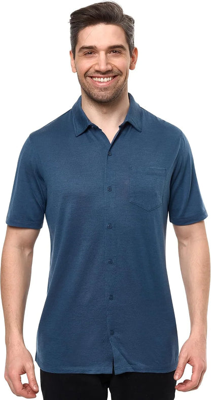 100% Merino Wool Button Up Shirt Men - Long & Short Sleeve Breathable