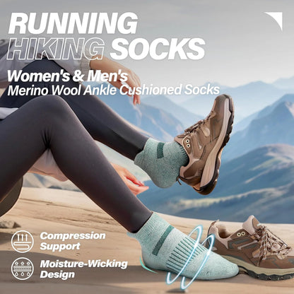 Anlisim Merino Wool Ankle Running Hiking Socks for Women and Men