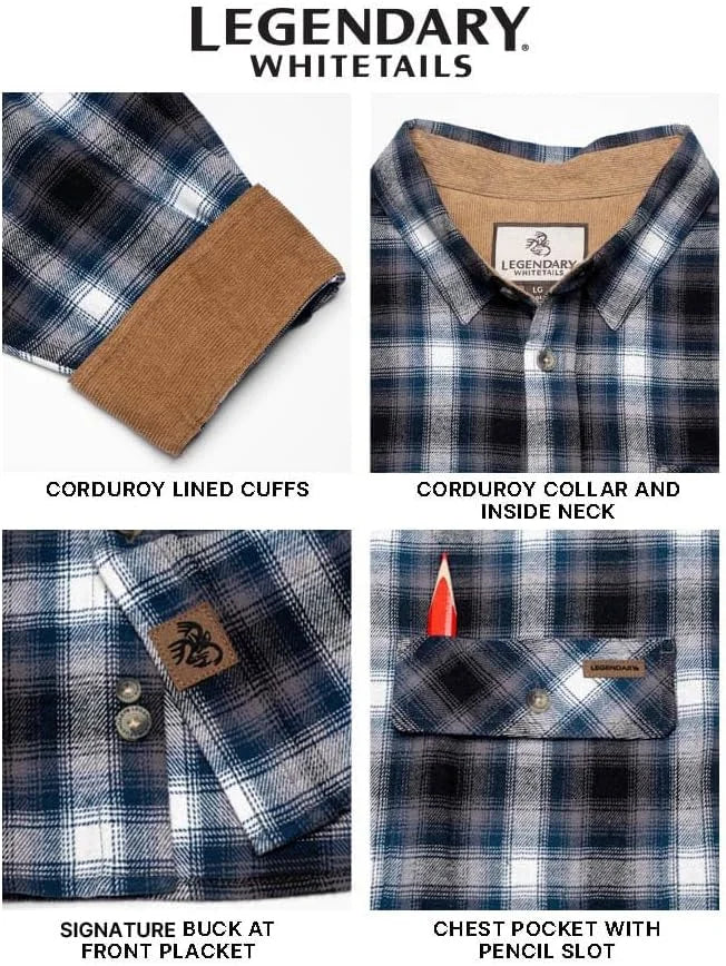 Legendary Whitetails Mens Flannel Long Sleeve Button Down 100% Cotton Shirt