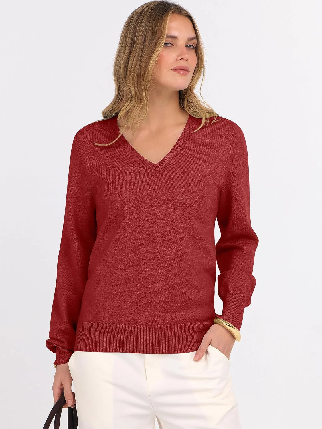 ANRABESS Women’s Fall Long Sleeve V Neck Light Sweaters