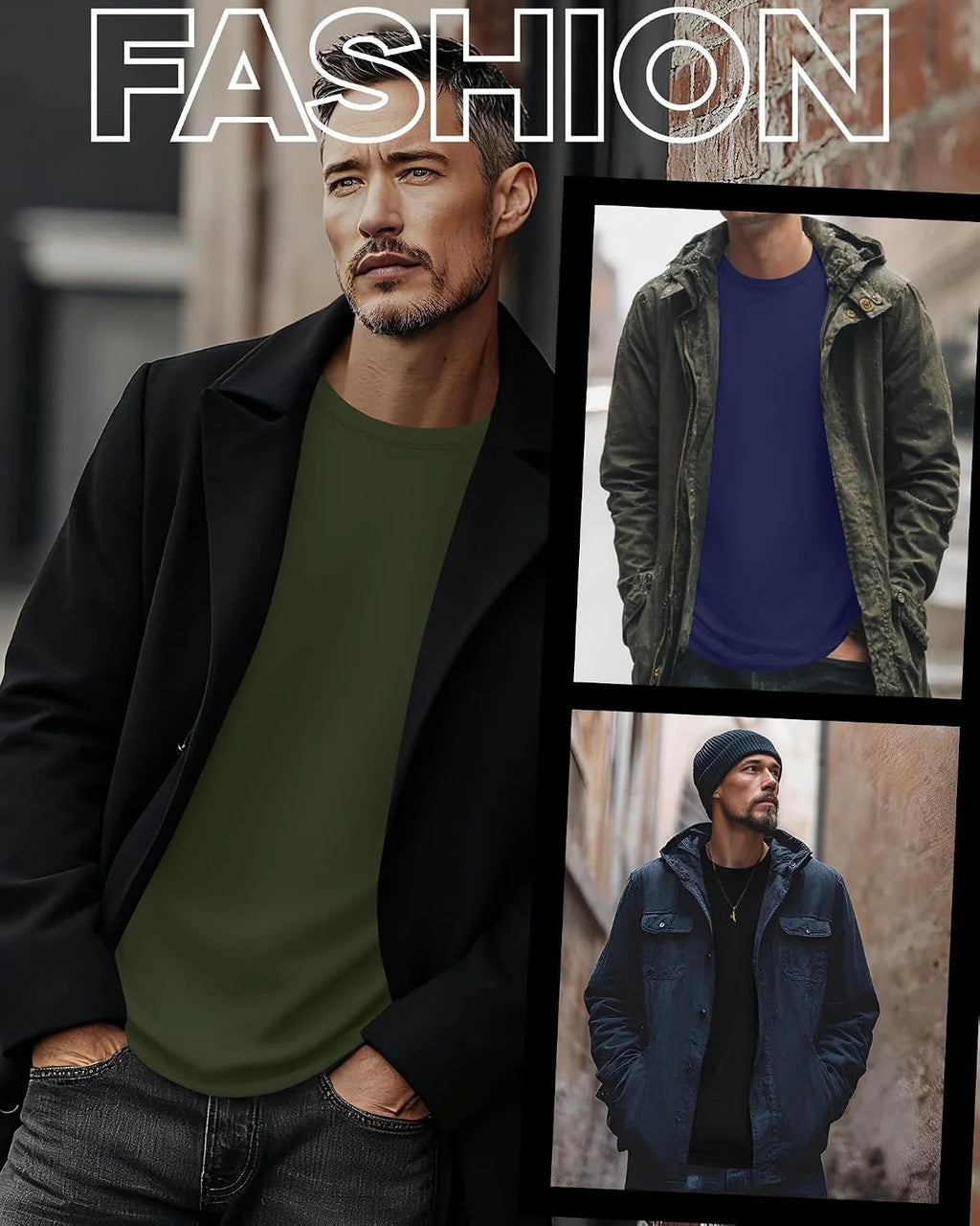 3 Pack Mens Long Sleeve Thermal Shirts Crew Neck Tops