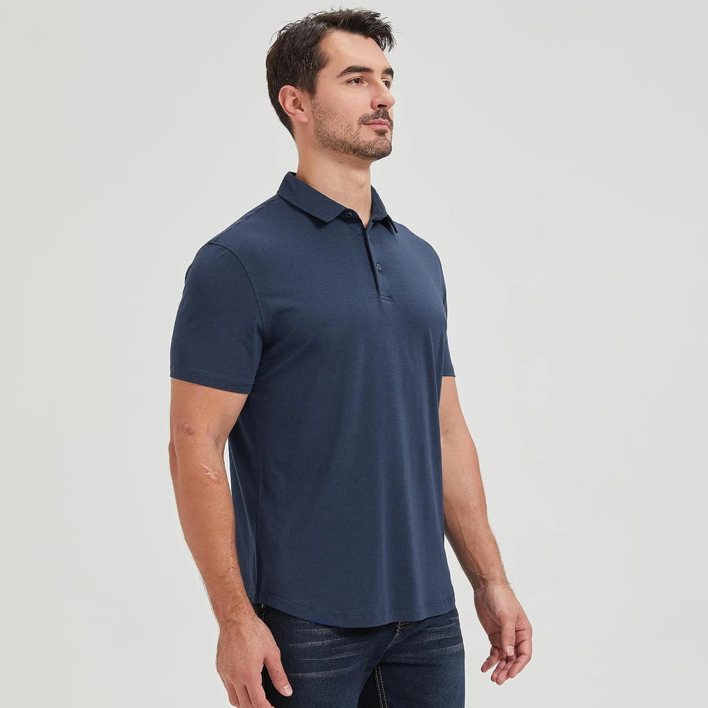 netdraw Men's Ultra Soft Bamboo Viscose Polo Curved Hem S-3XL | Lightweight , Breathable, Odor-resistant, UPF 50+, Collared Golf Shirt