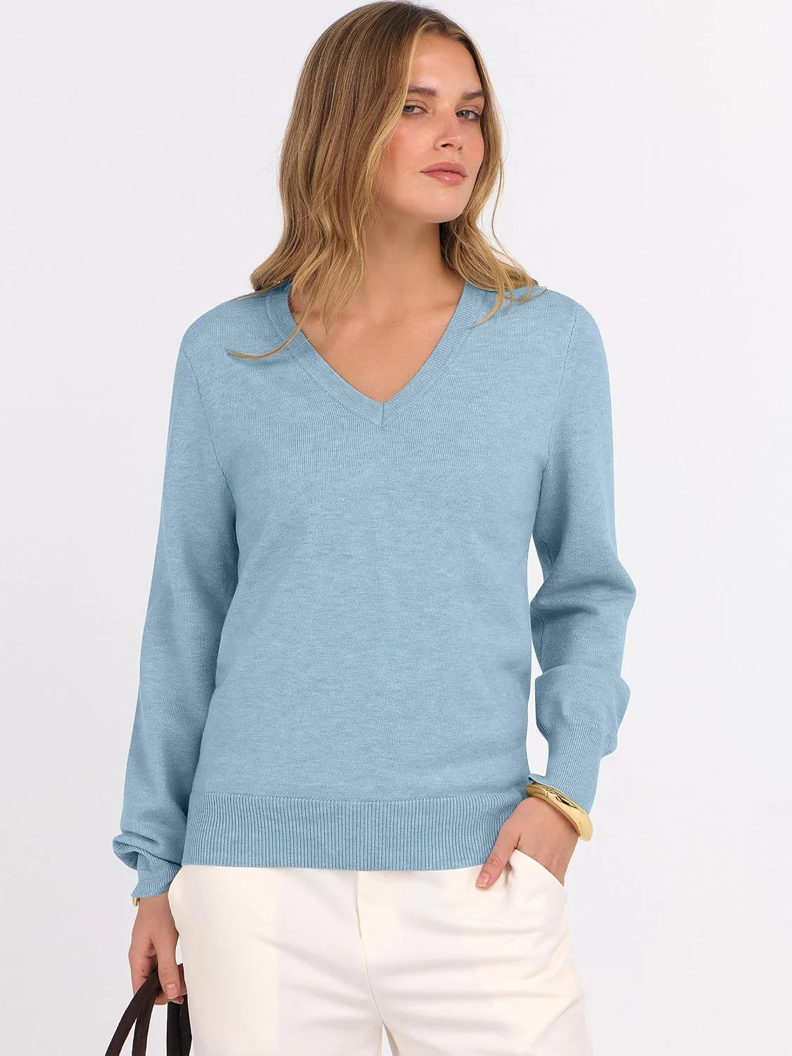 ANRABESS Women’s Fall Long Sleeve V Neck Light Sweaters