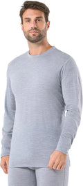 100% Merino Wool Base Layer for Men Long Sleeve Crew Neck Thermal Shirt