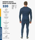 100% Merino Wool Base Layer Men Set - Thermal Underwear for Men Long Johns