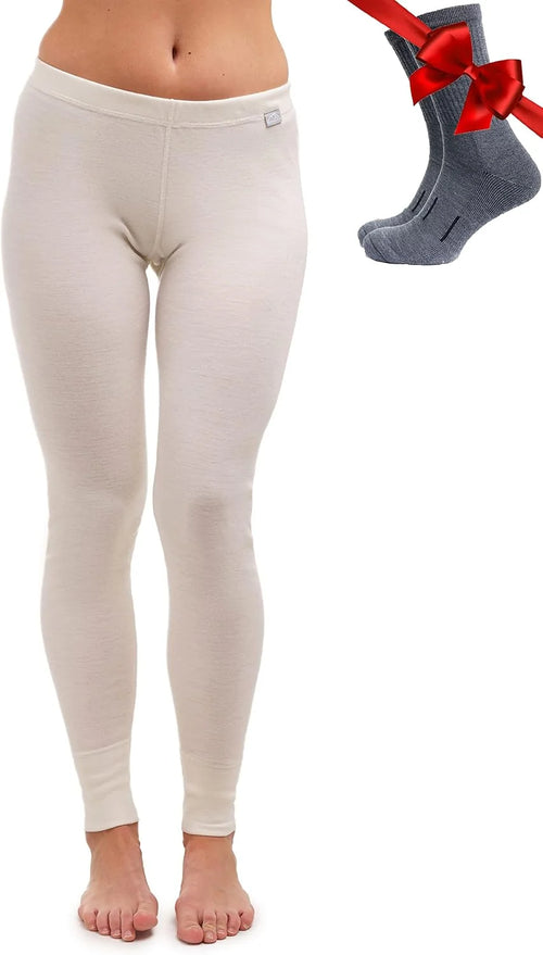 100% Merino Wool Base Layer Women Pants - Thermal Leggings Underwear | Lightweight, Midweight, Heavyweight Base Layer, Breathable Pants, Odor-Resistant, Ideal for Hiking, Skiing, Cold Weather