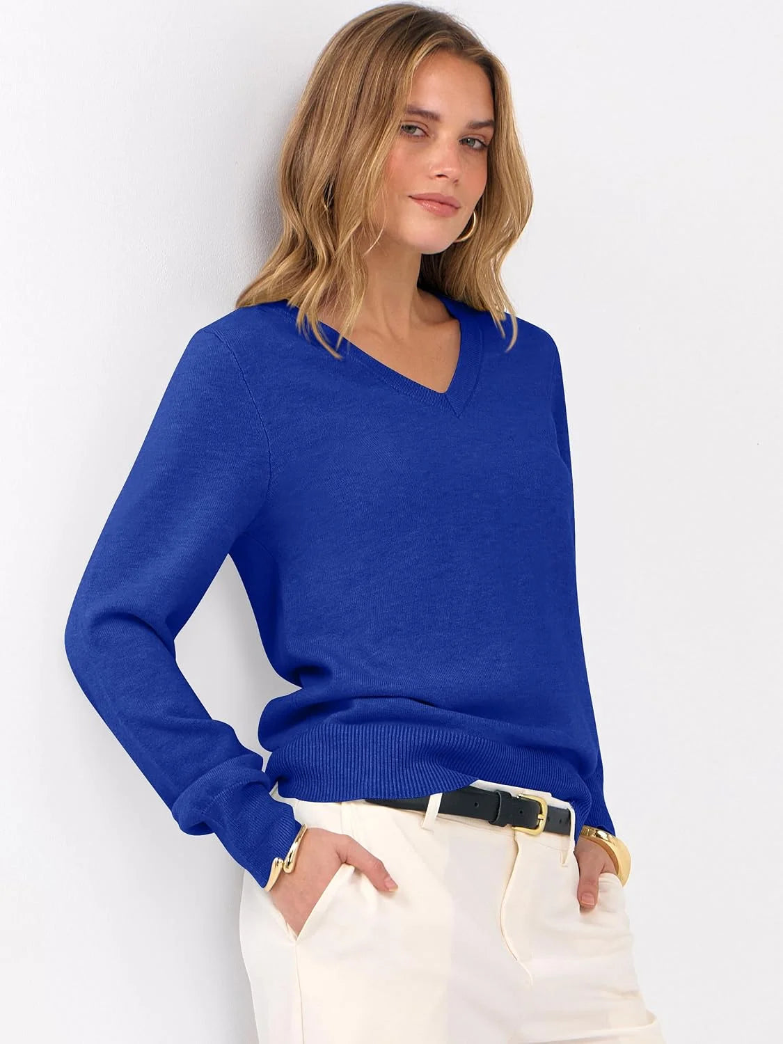 ANRABESS Women’s Fall Long Sleeve V Neck Light Sweaters